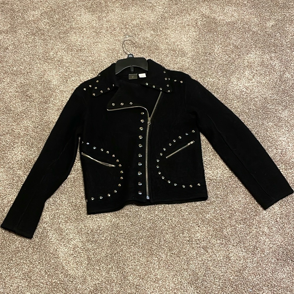 Phosphorus black wool studded jacket size medium 2zip pockets di angular zipper